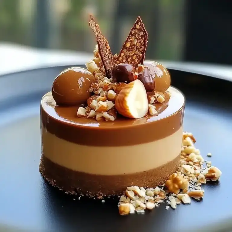 Entremets caramel et mousse noisette
