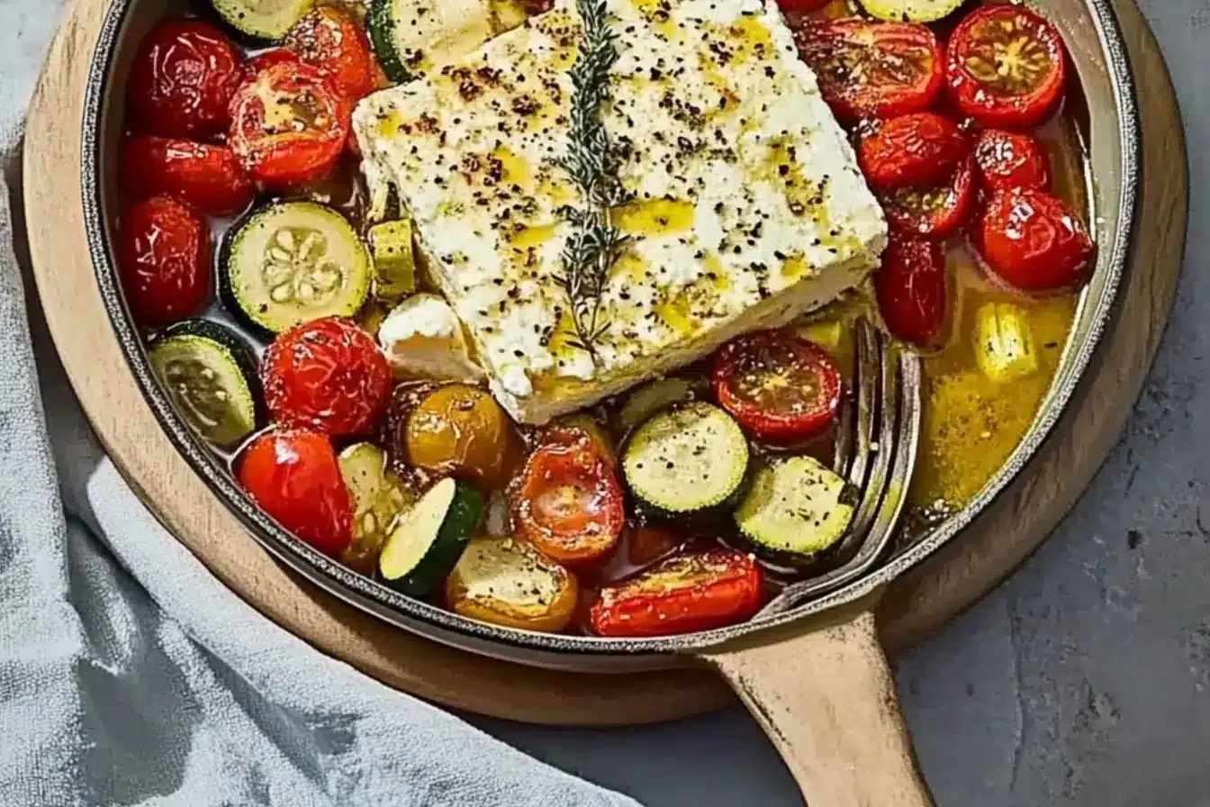 Feta au four et petits légumes 2 feta au four