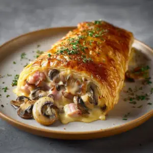 Feuilleté aux champignons et jambon