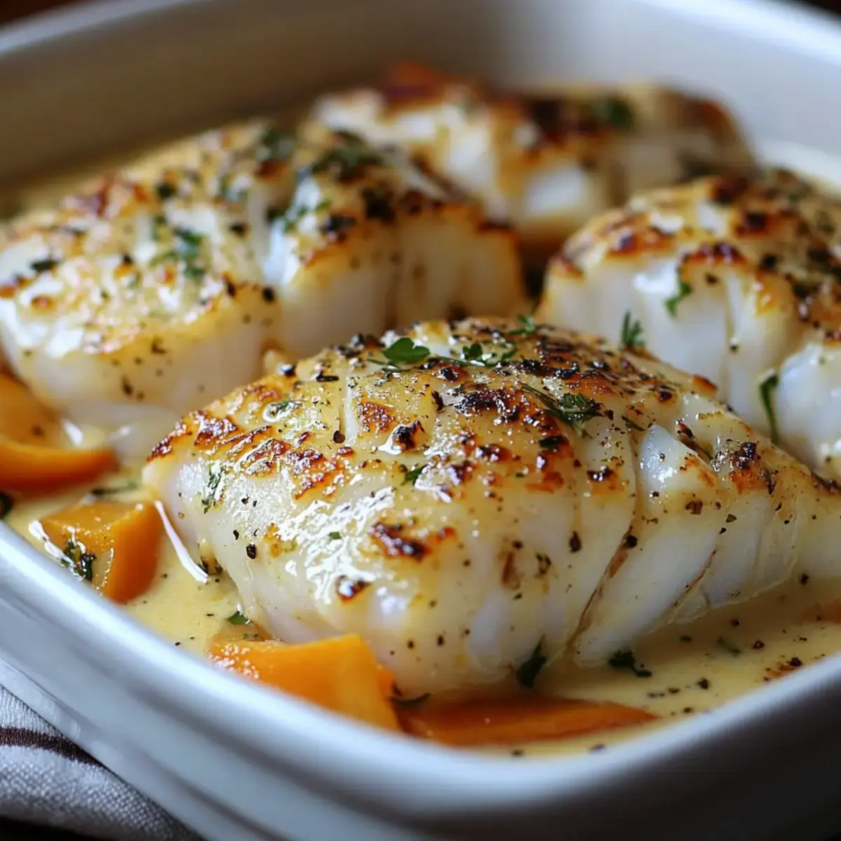 Filets de Cabillaud au Four à la Crème et aux Légumes: Un Délice Généreux - 2 filets de cabillaud au four