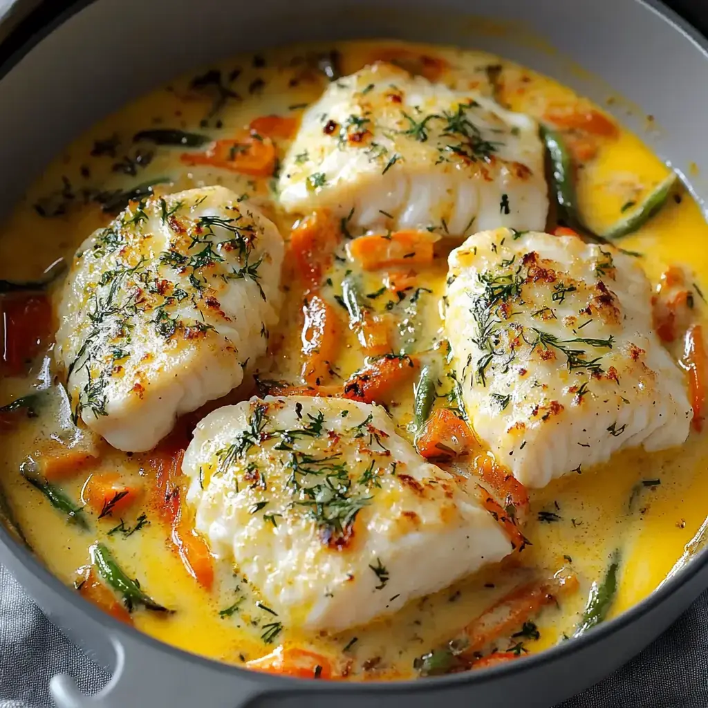 Filets de Cabillaud au Four à la Crème et aux Légumes – Une Recette Savoureuse et Facile 2 filets de cabillaud à la crème