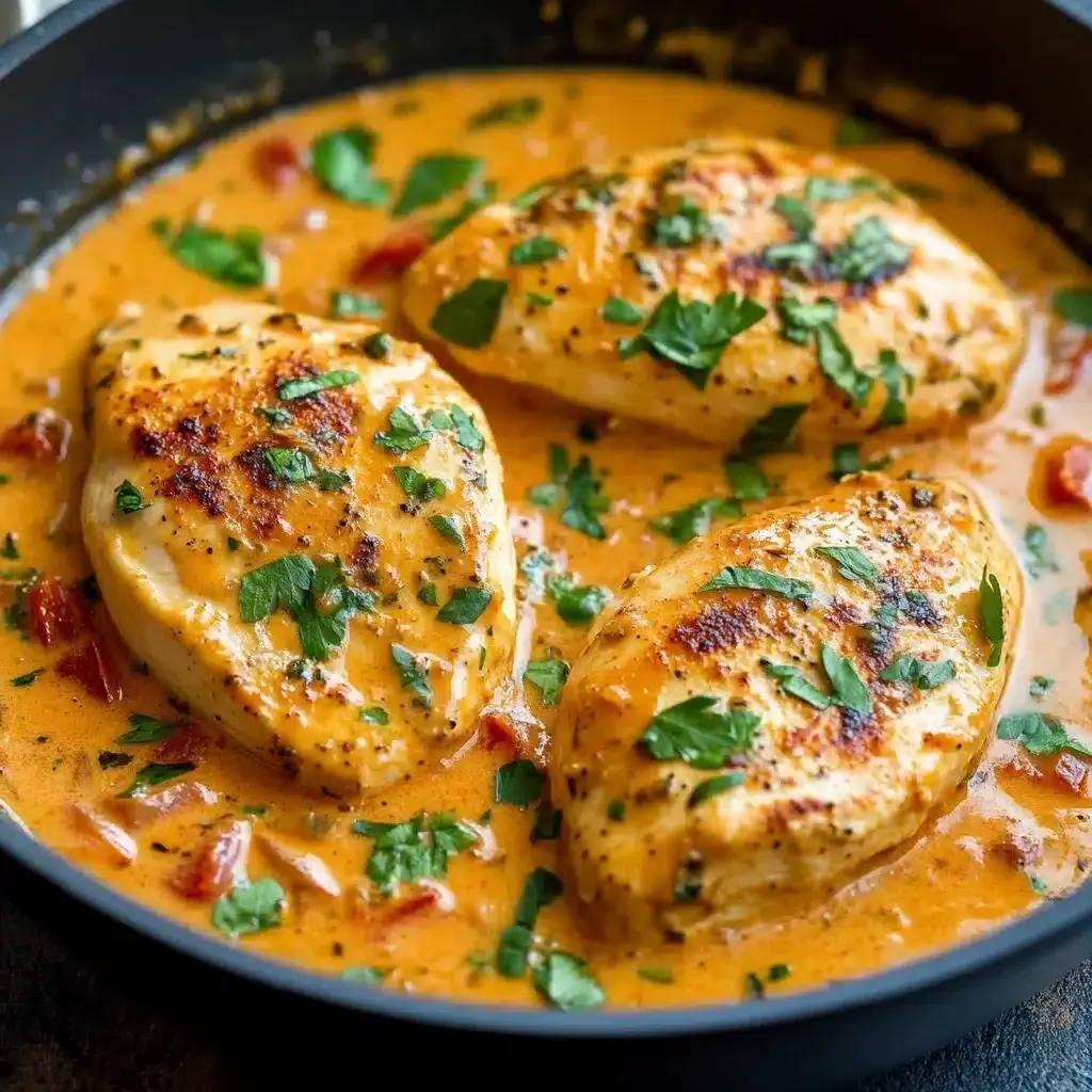 Filets de Poulet à la Crème de Tomate 2 filets de poulet à la crème de tomate