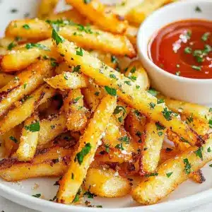 Frites de pommes de terre à l’ail et aux herbes façon fumée