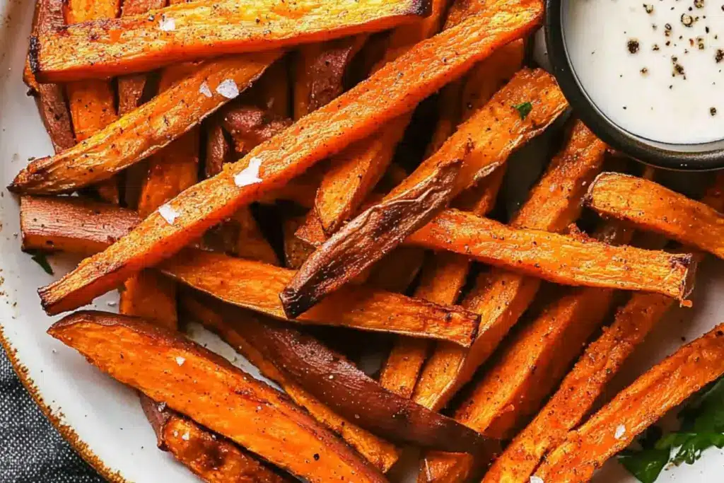 Frites de patates douces au four