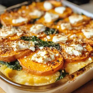 Gratin fondant de patates douces, épinards et feta
