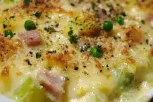 Gratin de poireaux au jambon fondant