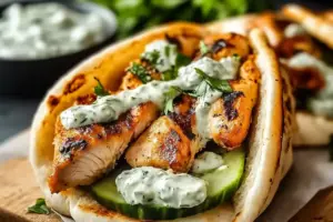 Gyros de poulet grec authentiques avec tzatziki maison