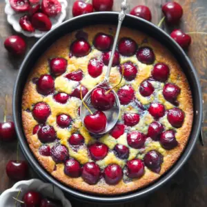 Gâteau simple aux cerises fraîches