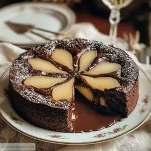 Gâteau crousti-fondant chocolat-poire