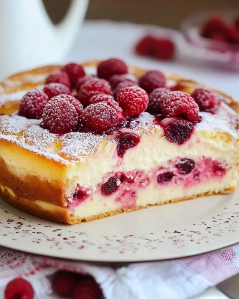 Gâteau magique aux framboises