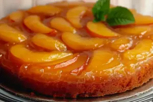 Gâteau renversé aux pêches caramélisées