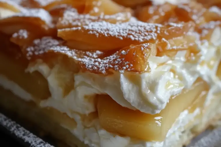 Gâteau éclair sans cuisson aux pommes et caramel fleur de sel