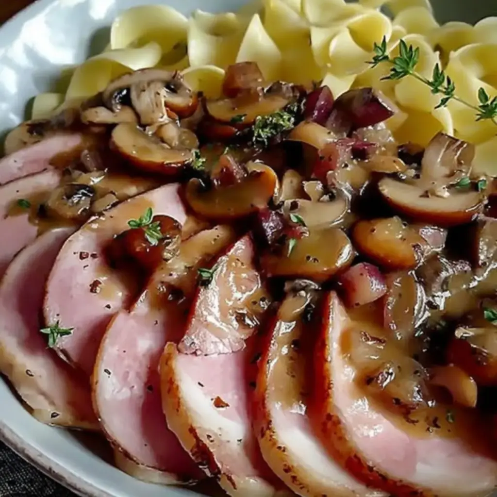 Jambon à la Sauce Madère et Champignons
