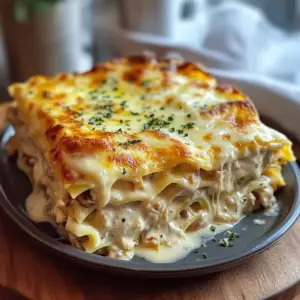 Lasagnes fondantes au poulet et sauce blanche crémeuse
