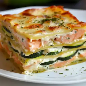 Lasagnes crémeuses au saumon et courgettes rôties