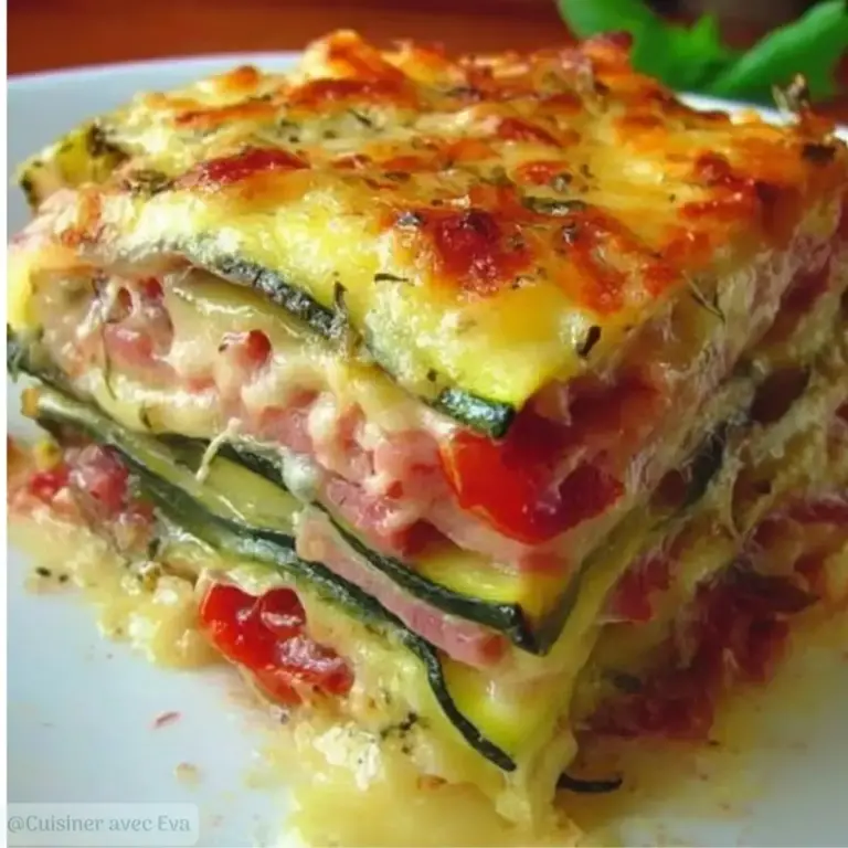 Lasagnes de Courgettes au Jambon et Tomates –
