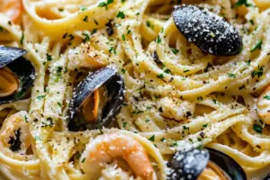 Linguines aux fruits de mer et sauce crémeuse au citron