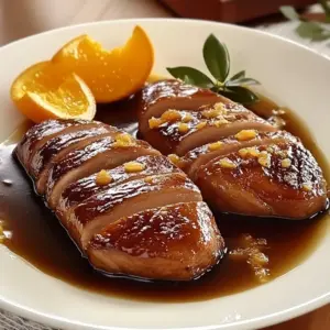 Magret de canard à l’orange et sauce soja sucrée