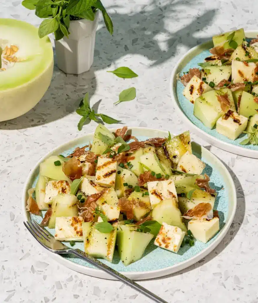 Salade de melon miel et halloumi au BBQ