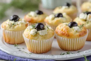Mini muffins salés à la feta et aux olives noires
