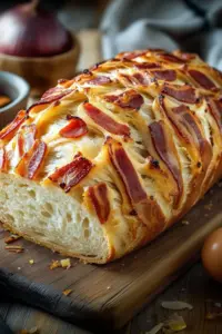 Pain maison aux lardons et oignons