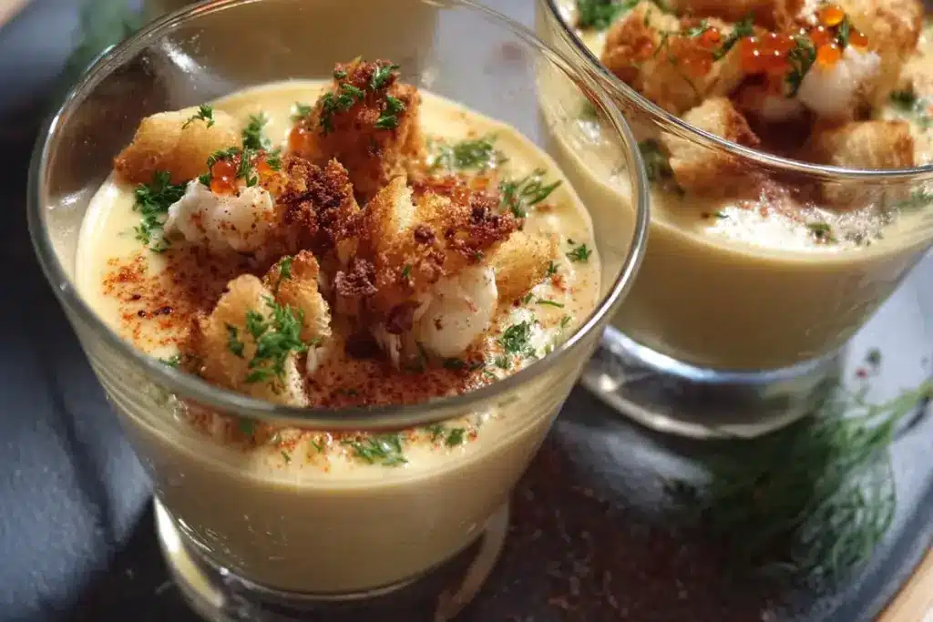 Panna Cotta Salée à la Bisque de Homard et Crevettes Flambées : L’Entrée Festive qui Fait Sensation