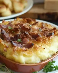 Parmentier de canard confit aux noisettes