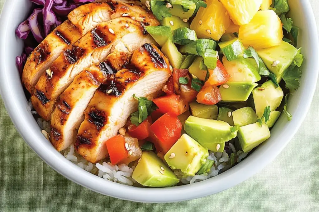 Poke bowl de poulet BBQ