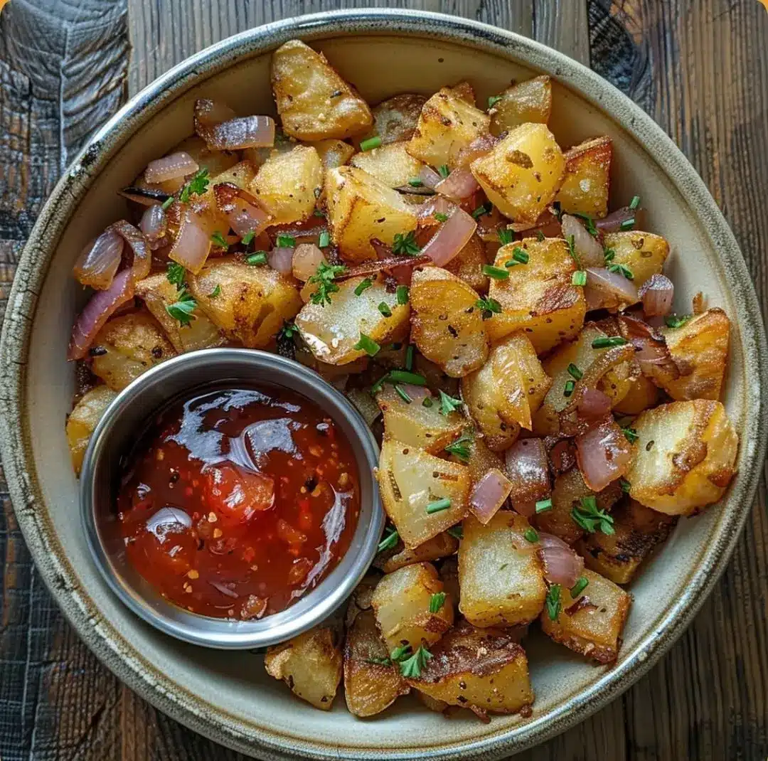 Pommes de Terre Sautées aux Oignons Frits 2 pommes de terre et oignons frits