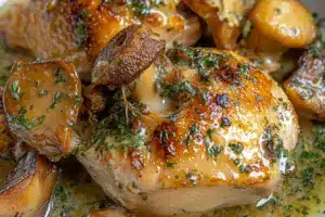 Poulet onctueux aux girolles et chanterelles
