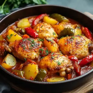 Poulet aux poivrons et pommes de terre fondantes