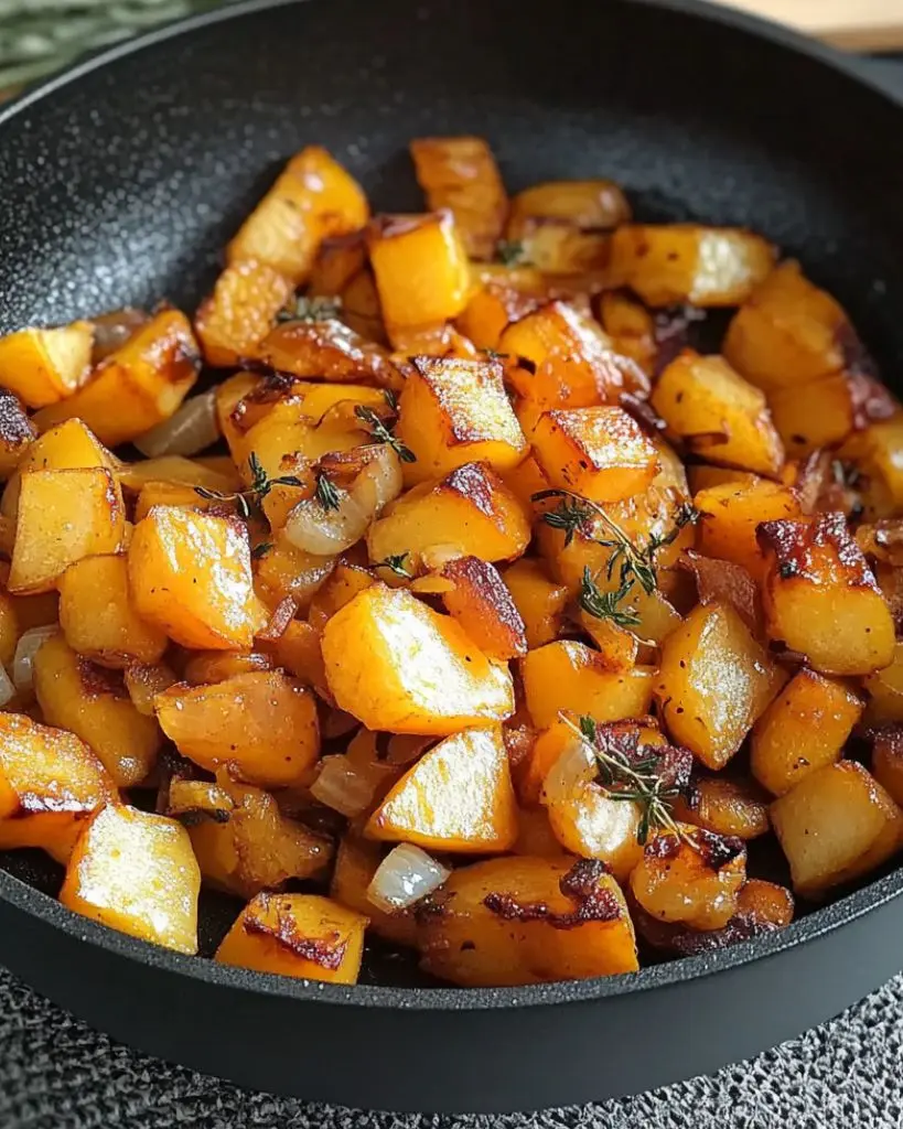 Poêlée de Patates Douces Sautées aux Oignons, Ail et Thym
