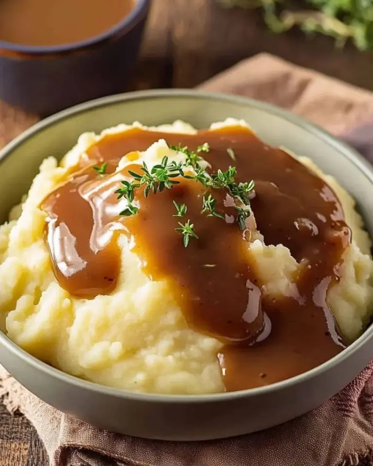 Purée de Pommes de Terre et Sauce Gravy Façon Restauration Rapide