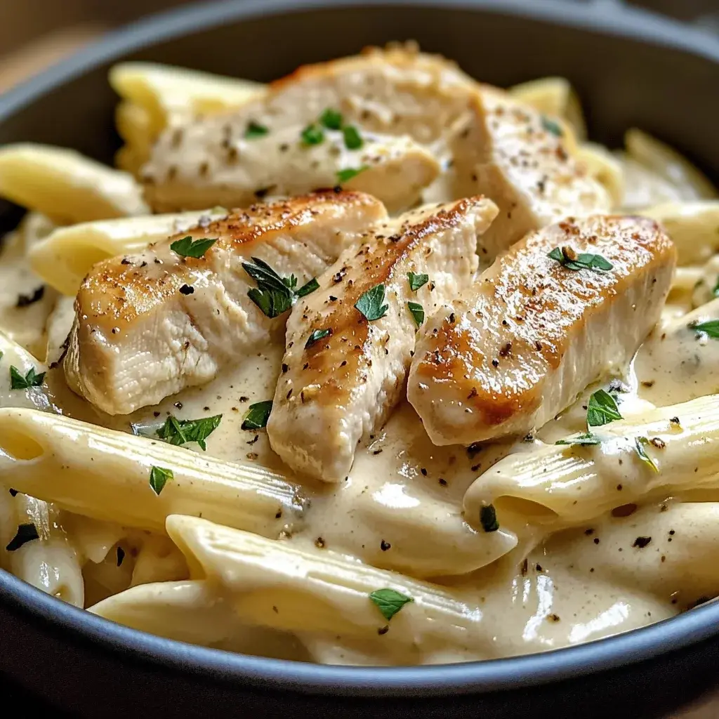 Pâtes au poulet et sauce crémeuse au boursin