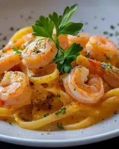 Linguine crémeuses aux crevettes, ail et paprika fumé