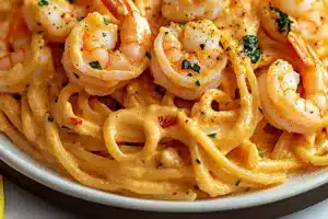 Pâtes crémeuses aux crevettes