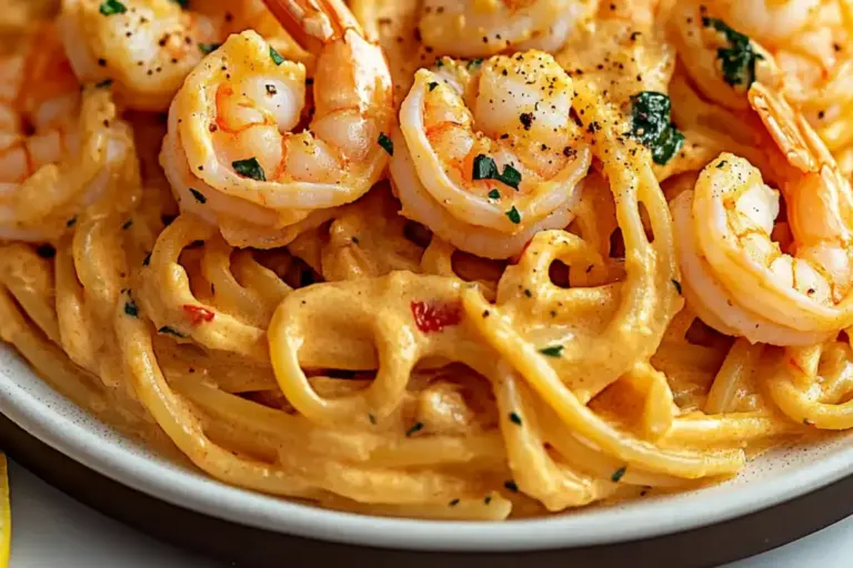 Pâtes crémeuses aux crevettes