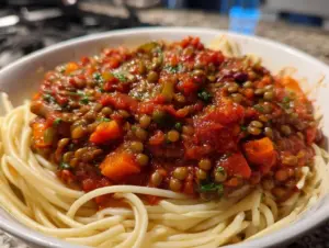 Bolognaise aux lentilles végétalienne