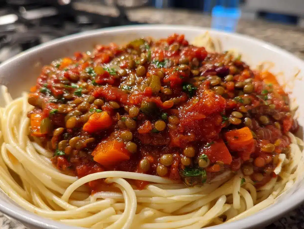 Vegan Lentil Bolognese, 30 min - 2 recette bolognaise végétalienne