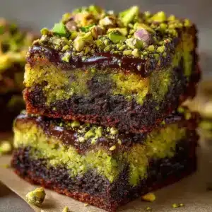 Brownie fondant à la pistache et chocolat blanc