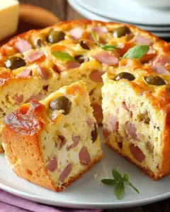 Cake salé moelleux aux olives, lardons et fromage
