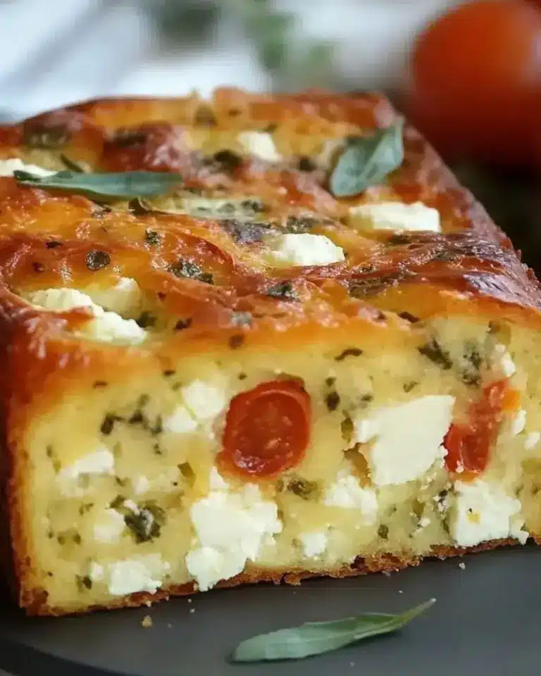 Cake aux tomates séchées, feta et basilic