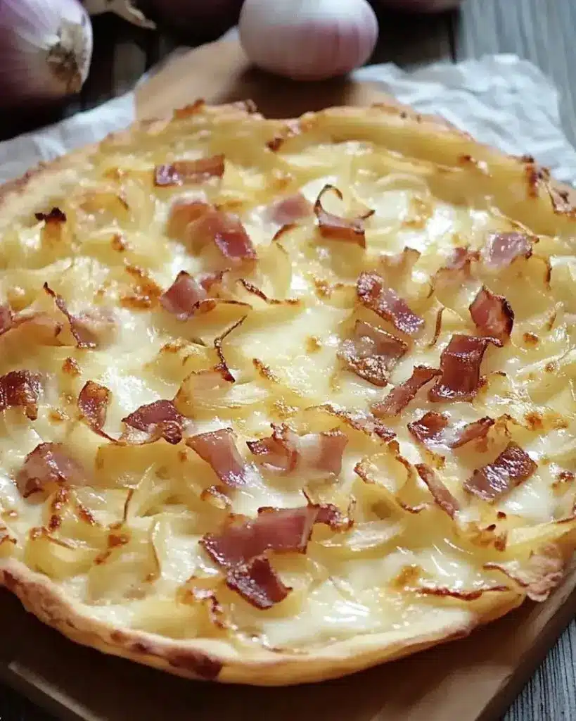 Flammekueche traditionnelle (Tarte flambée alsacienne)