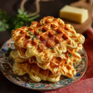 Gaufres salées aux légumes et mozzarella fondante