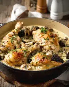 Cocotte de poulet aux morilles à la crème