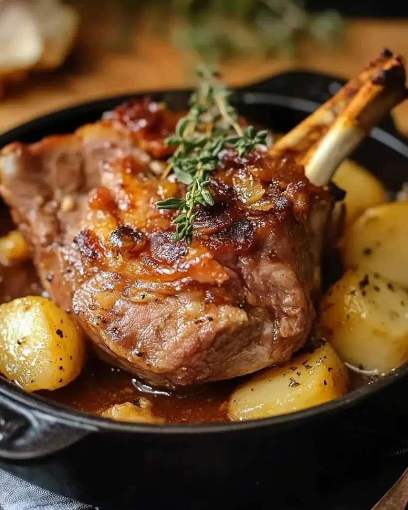 Souris d’agneau fondante au miel et aux herbes