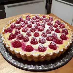 Tarte aux framboises onctueuse