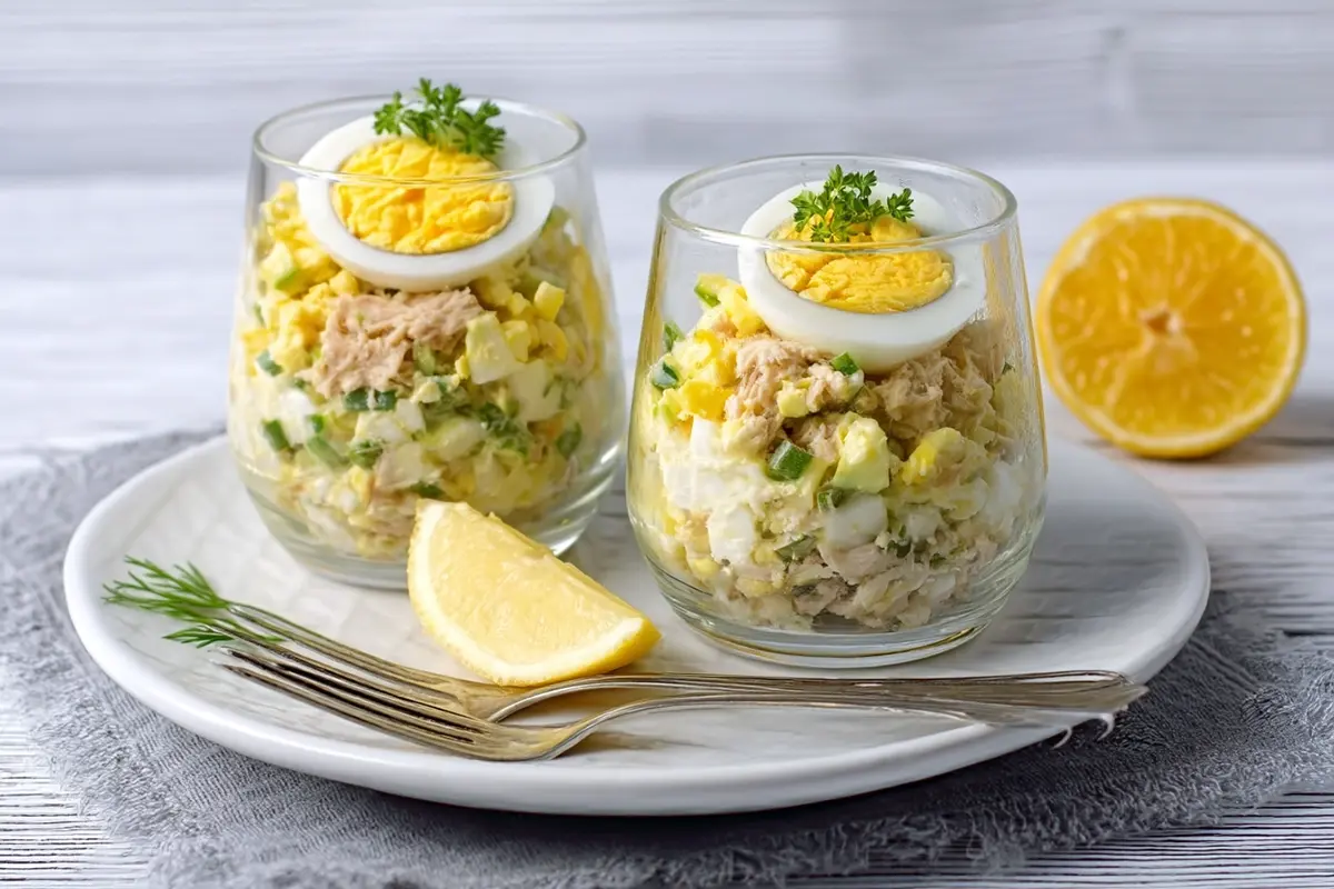 Verrines gourmandes aux œufs durs et thon : une entrée fraîche, facile et pleine de saveurs 2 recette verrine thon oeuf