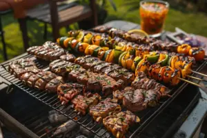 Brochettes de bœuf grillées aux poivrons