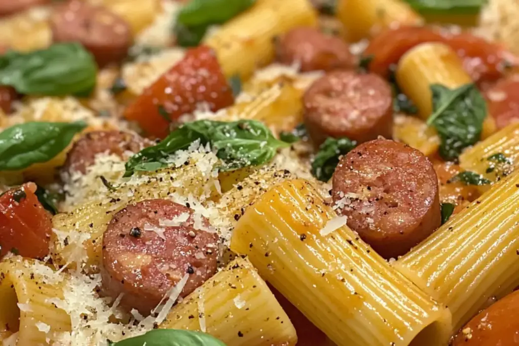 Rigatoni aux tomates et saucisses italiennes
